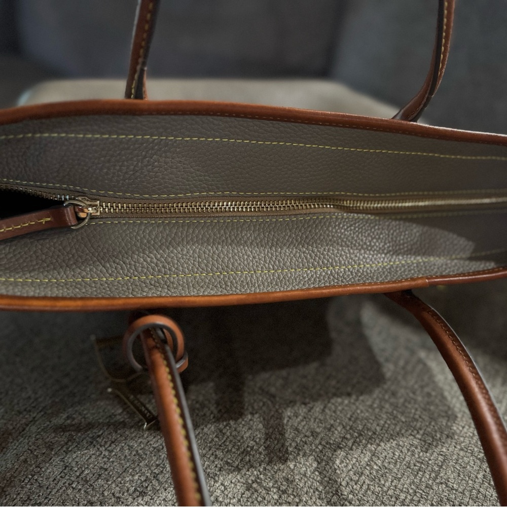 Dooney & Bourke pebble grain Taupe and Brown Leather Tote - Picture 4 of 8